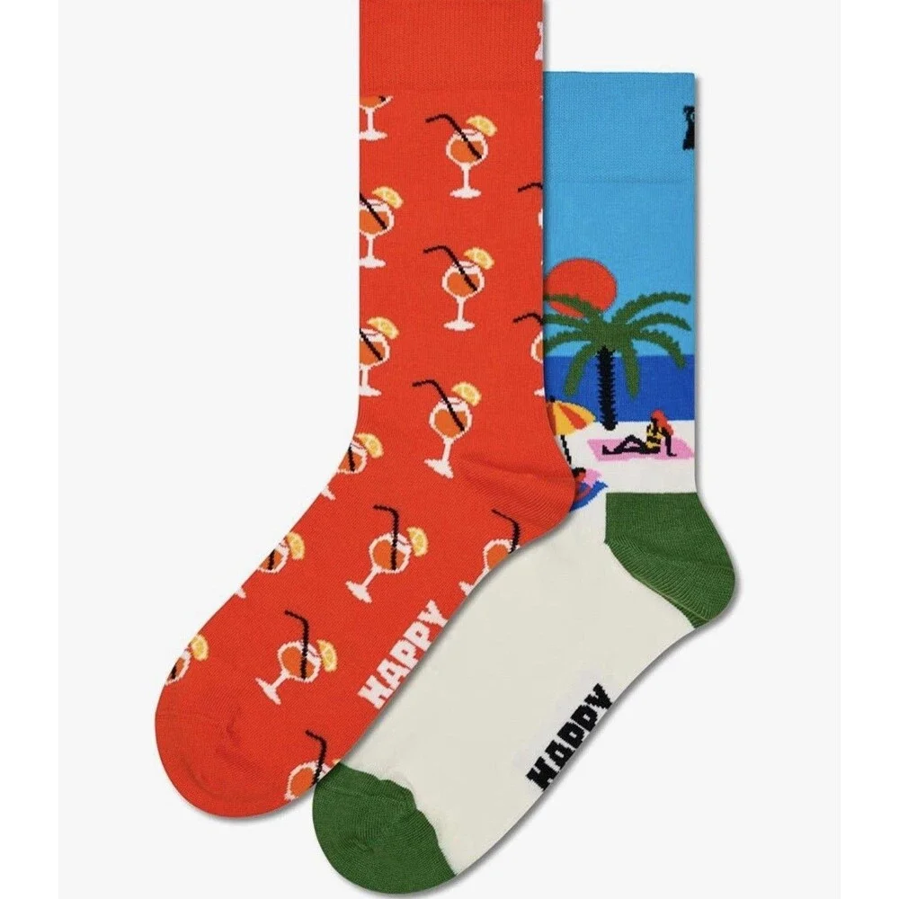 Happy Socks 2-Pack Gift Set, Beach Life, Adult Unisex Size 36-40